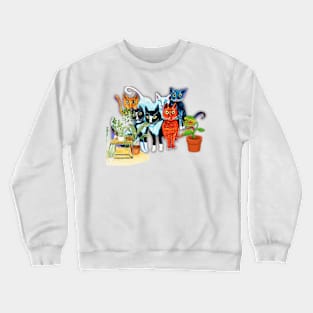 Six cat hide in the carnivore plants Crewneck Sweatshirt